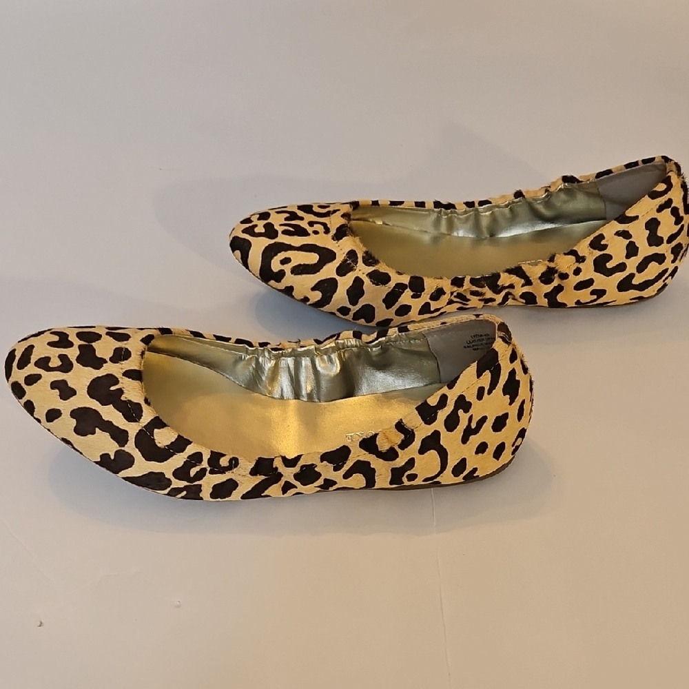 Audrey Brooke Leopard Print Tan Brown Spots Fur Ballet Flats Womens 9.5M EUC - Picture 6 of 8
